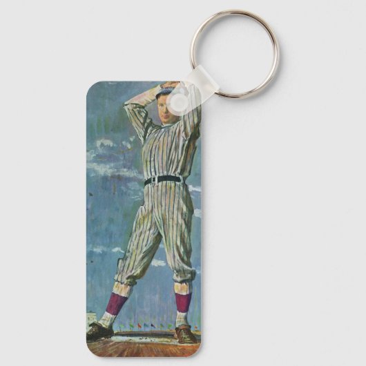  sport Baseball, Pitcher in honkbalspel Sleutelhanger (Achterkant)