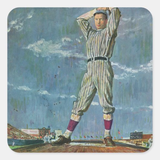  sport Baseball, Pitcher in honkbalspel Vierkante Sticker (Voorkant)