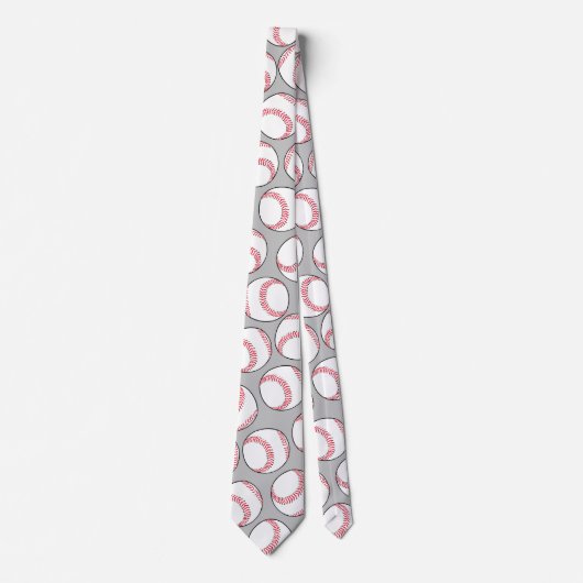 Sport Baseball Red White Grey Pattern Novelty Stropdas (Voorkant)