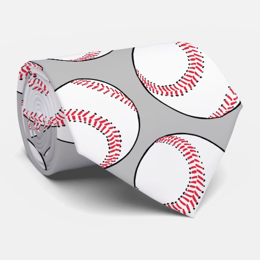 Sport Baseball Red White Grey Pattern Novelty Stropdas (Opgerold)