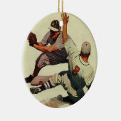  sport Baseball, speler die in huis glijdt Keramisch Ornament (Rechts)