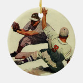  sport Baseball, speler die in huis glijdt Keramisch Ornament (Achterkant)