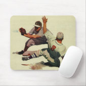  sport Baseball, speler die in huis glijdt Muismat (Met muis)