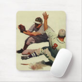 sport Baseball, speler die in huis glijdt Muismat (Met muis)