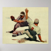  sport Baseball, speler die in huis glijdt Poster (Voorkant)