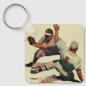  sport Baseball, speler die in huis glijdt Sleutelhanger (Voorkant)