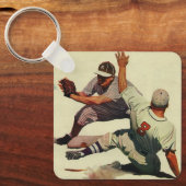  sport Baseball, speler die in huis glijdt Sleutelhanger (Voorkant)