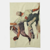  sport Baseball, speler die in huis glijdt Theedoek (Verticaal)