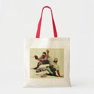  sport Baseball, speler die in huis glijdt Tote Bag