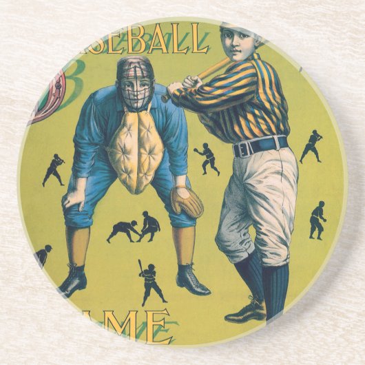 sport Baseball-spelers op het Homespel Zandsteen Onderzetter (Voorkant)