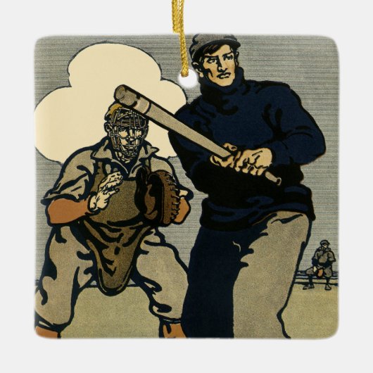  sport Baseball-spelers, stijlvolle kunst Keramisch Ornament (Voorkant)