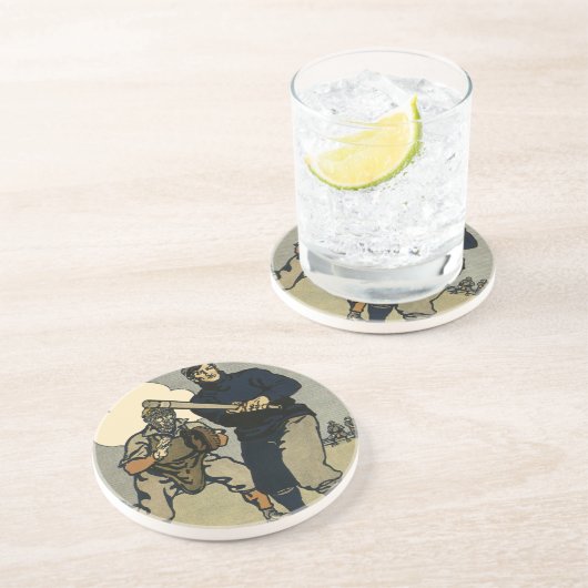  sport Baseball-spelers, stijlvolle kunst Zandsteen Onderzetter (Zijkant)