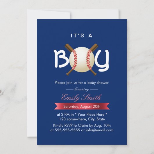 Sport Baseball Theme Het is een Jongen Baby shower Kaart (Voorkant)