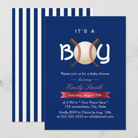 Sport Baseball Theme Het is een Jongen Baby shower Kaart (Voorkant / Achterkant)