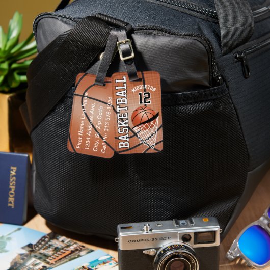 Sport Basketbal 🏀 | DIY Tekst Bagagelabel (Voorkant /achterkant)