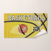 Sport 🏀 Basketbal op Gele Achtergrond Handdoek (Handdoek)
