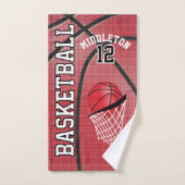 Sport 🏀 Basketbal - Rood | personaliseren Bad Handdoek (Handdoek)