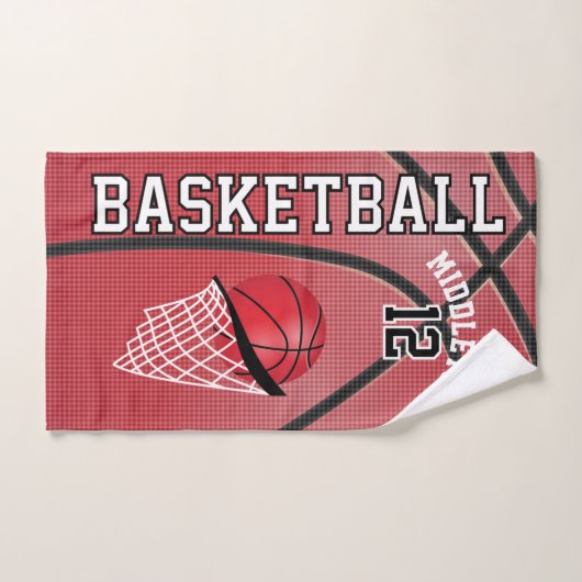 Sport 🏀 Basketbal - Rood | personaliseren Bad Handdoek (Handdoek)