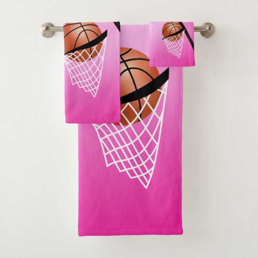 Sport 🏀 Basketbal - Roze / Aanpassen Bad Handdoek (Insitu)