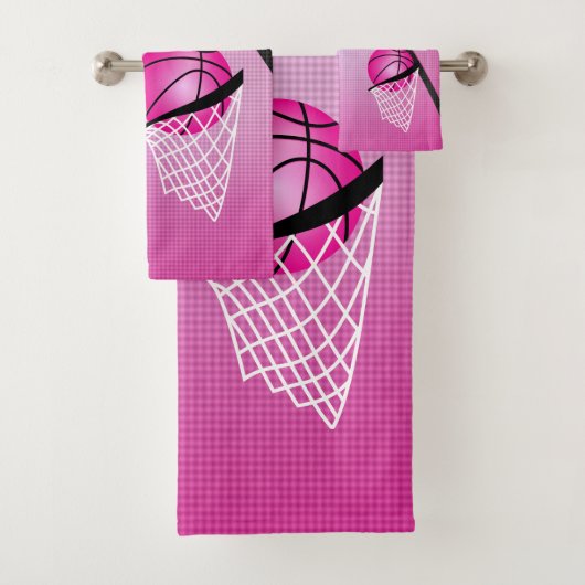 Sport 🏀 Basketbal - Roze | personaliseren Bad Handdoek (Insitu)