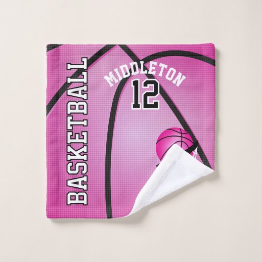 Sport 🏀 Basketbal - Roze | personaliseren Bad Handdoek (Wasdoekje)