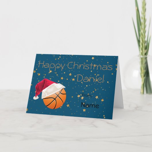 Sport Basketbal Vakantie Kerstmis Gepersonaliseerd Feestdagen Kaart (Voorkant)