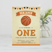  sport Basketball 1e verjaardag Kaart (Staand voorkant)