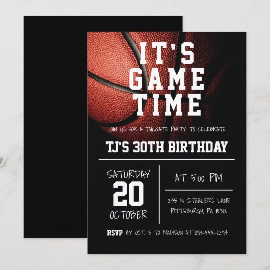 Sport Basketball Birthday Uitnodiging (Voorkant / Achterkant)