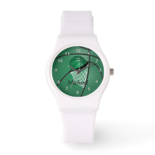 Sport Basketball DIY-naam Groen Horloge