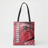 Sport Basketball | DIY-tekst - rood Tote Bag (Voorkant)