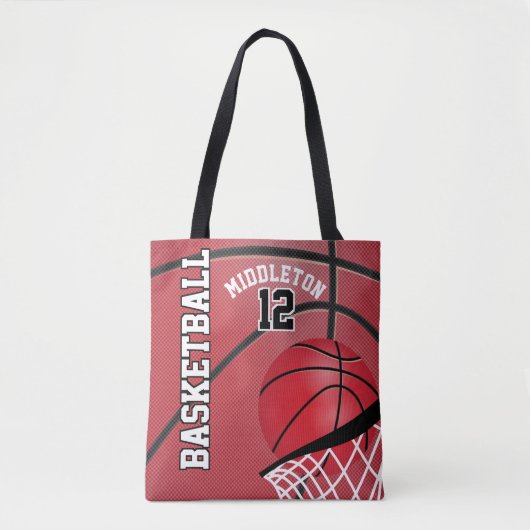 Sport Basketball | DIY-tekst - rood Tote Bag (Voorkant)