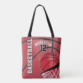 Sport Basketball | DIY-tekst - rood Tote Bag (Achterkant)