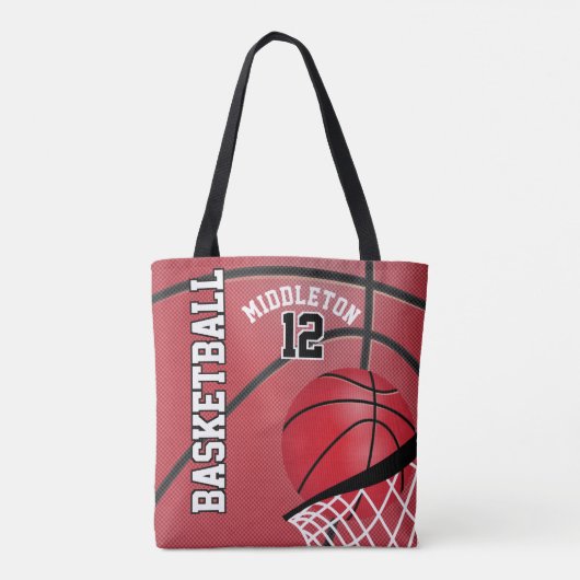 Sport Basketball | DIY-tekst - rood Tote Bag (Achterkant)