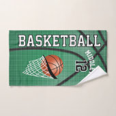 Sport 🏀 Basketball op groene achtergrond Handdoek (Handdoek)
