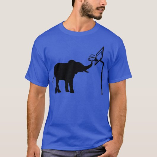 sport basketball playing elephant funny retro t-shirt (Voorkant)