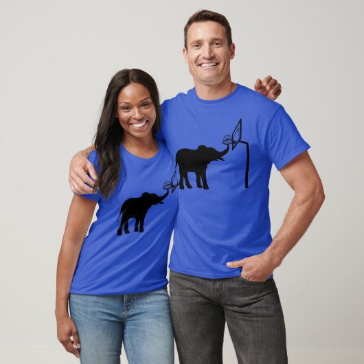 sport basketball playing elephant funny retro t-shirt (Unisex)