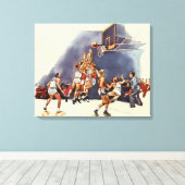 sport Basketball, spelers in een game Canvas Afdruk (Insitu (Houten vloer))