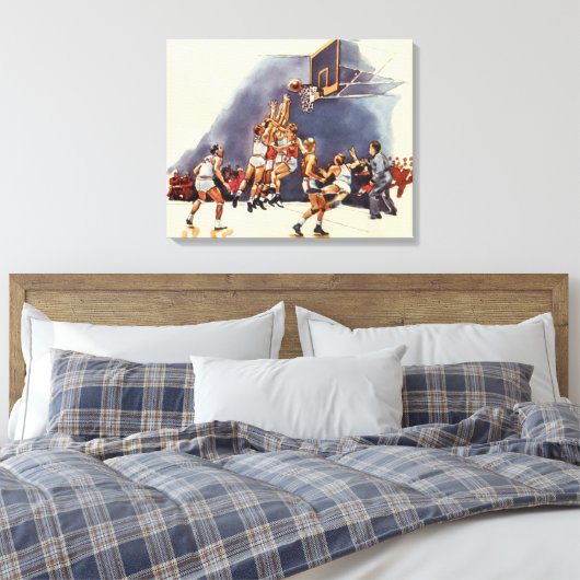  sport Basketball, spelers in een game Canvas Afdruk (Insitu (Slaapkamer))