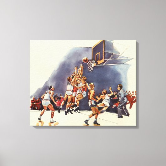 sport Basketball, spelers in een game Canvas Afdruk (Voorkant)