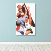 Sport, Basketball-spelers in een game Canvas Afdruk (Insitu (Houten vloer))
