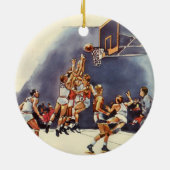 sport Basketball, spelers in een game Keramisch Ornament (Achterkant)