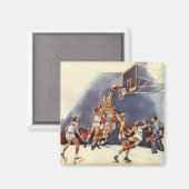  sport Basketball, spelers in een game Magneet (Voorkant / Achterkant)