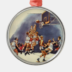  sport Basketball, spelers in een game Metalen Ornament