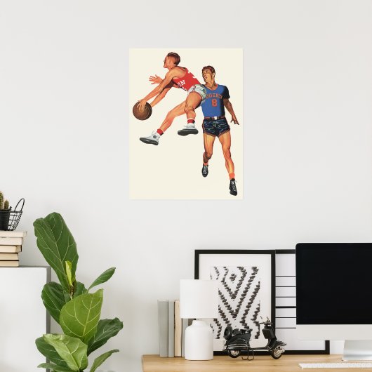 Sport, Basketball-spelers in een game Poster (Thuiskantoor)