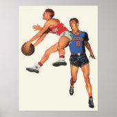 Sport, Basketball-spelers in een game Poster (Voorkant)