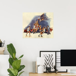  sport Basketball, spelers in een game Poster