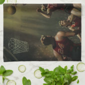 sport Basketball, spelers in een game Theedoek (Gevouwen)