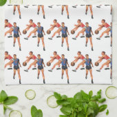  Sport, Basketball-spelers in een game Theedoek (Gevouwen)