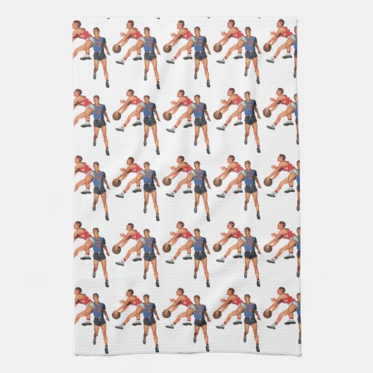  Sport, Basketball-spelers in een game Theedoek (Verticaal)