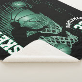 Sport Basketball - zwart en groen Sherpa Deken (3/4)